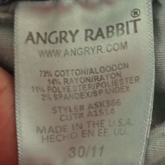 Angry Rabbit Womens Skinny Jeans Sz 30/11 Mid-rise Style Ask366 American made - Picture 6 of 9